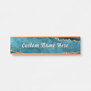 Porte-nom Pour Porte Panneau de porte personnalisé bleu sarcelle or nom