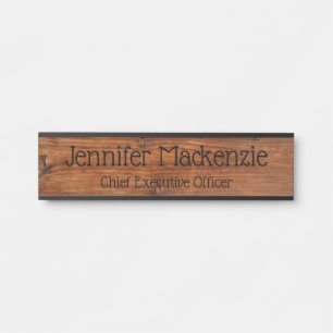 Porte-nom Pour Porte Panneau de porte rustique en bois à grain élégant 
