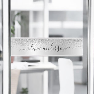 Porte-nom Pour Porte Parties scintillant Monogramme Argent Sparkle Girl