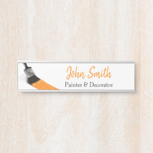 Porte-nom Pour Porte Peinture Peintre Service Société Pinceau Orange