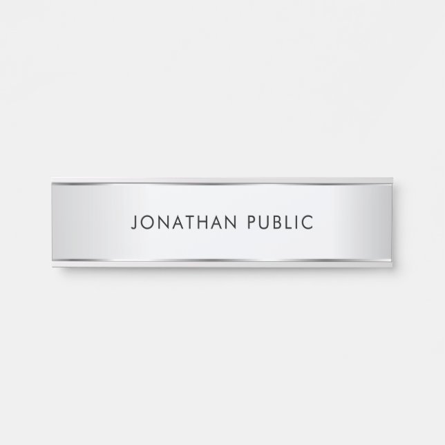 Porte-nom Pour Porte Personnalisé Elégant Modèle moderne Faux Argent (Devant)