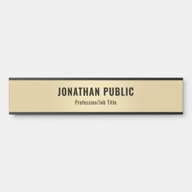 Porte-nom Pour Porte Personnalisé Elégant Modèle moderne Faux Gold (Devant)