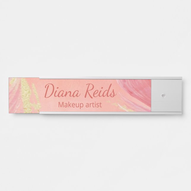 Porte-nom Pour Porte Pink gold glitter custom name (Devant)
