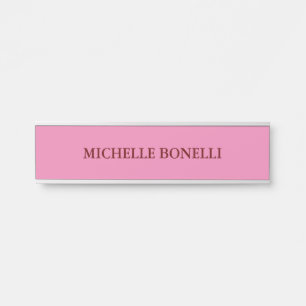 Porte-nom Pour Porte Pink minimaliste Plat Lisible Moderne