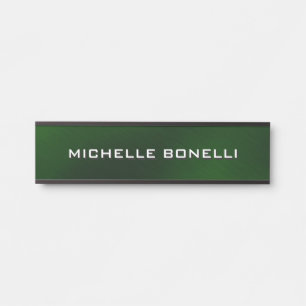 Porte-nom Pour Porte Plaine minimaliste moderne vert foncé Noir