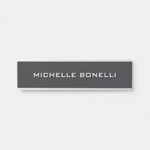Porte-nom Pour Porte Plat minimaliste moderne gris foncé