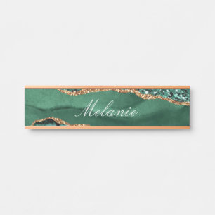 Porte-nom Pour Porte Porte verte Parties scintillant or Marbre Nom de l