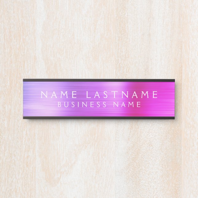 Porte-nom Pour Porte Professionnel personnalisé de couleur violet rose (Devant)