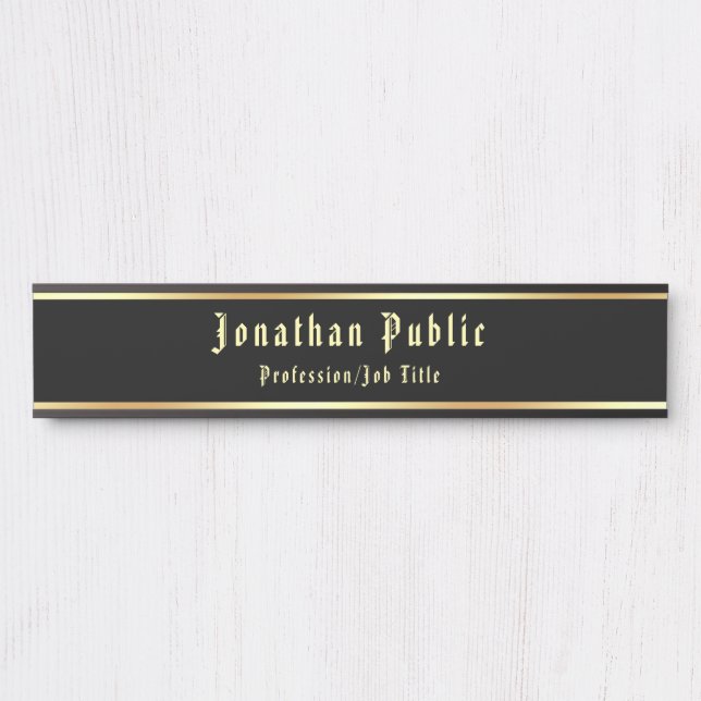 Porte-nom Pour Porte Revêtement Noir Noir Classique Nostalgique (Devant)