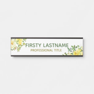 Porte-nom Pour Porte Roses Floraux Jaunes Bureau Porte Signal Nom Plaqu
