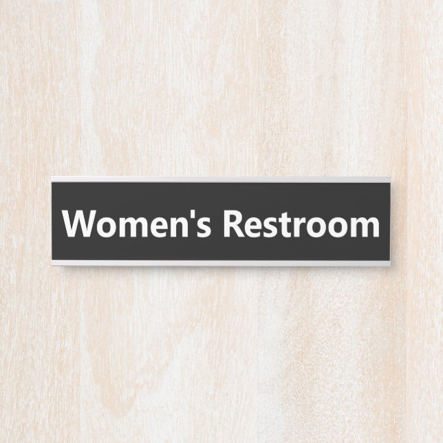 Porte-nom Pour Porte Salle de toilettes pour femmes noir et blanc (Devant)