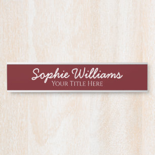 Porte-nom Pour Porte Script Bold Polices blanches Nom Titre sur Bourgog