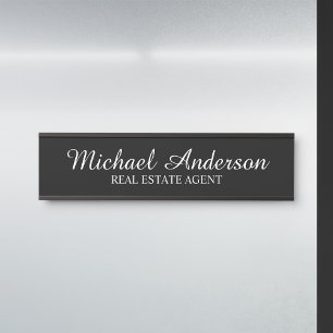 Porte-nom Pour Porte Script moderne professionnel noir et blanc