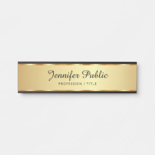Porte-nom Pour Porte Script Professionnel De Typographie Noire Et Or