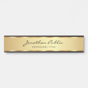 Porte-nom Pour Porte Script Professionnel Noir Et Or manuscrit