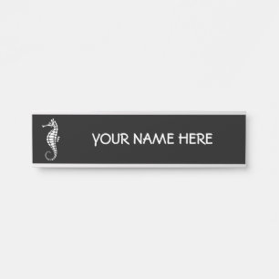 Porte-nom Pour Porte Seahorse White