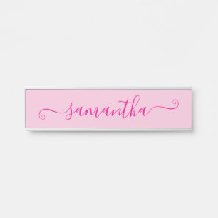 Porte-nom Pour Porte Signature rose chaud