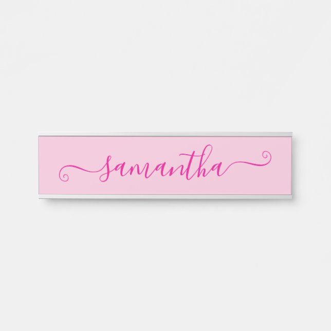 Porte-nom Pour Porte Signature rose chaud (Devant)
