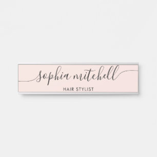 Porte-nom Pour Porte Signe minimaliste moderne de porte rose pâle