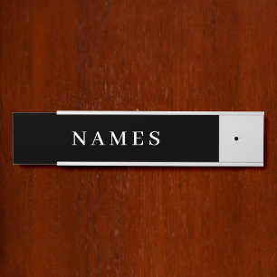 Porte-nom Pour Porte Simple Black Custom Ajouter Votre Nom Élégant