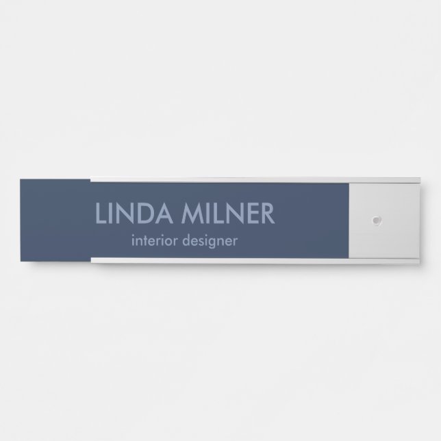 Porte-nom Pour Porte Simple entreprise bleue (Devant)