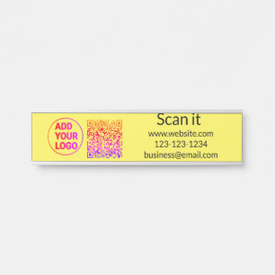 Porte-nom Pour Porte Simple minimum q r code ajouter logo code d'analys