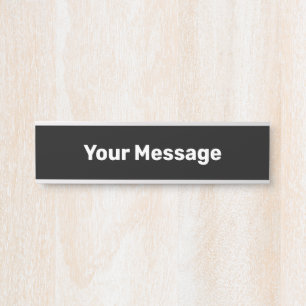 Porte-nom Pour Porte Simple Modèle de texte de messagerie en noir et bl