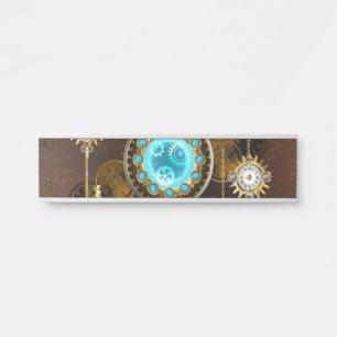 Porte-nom Pour Porte Steampunk Rusty Background