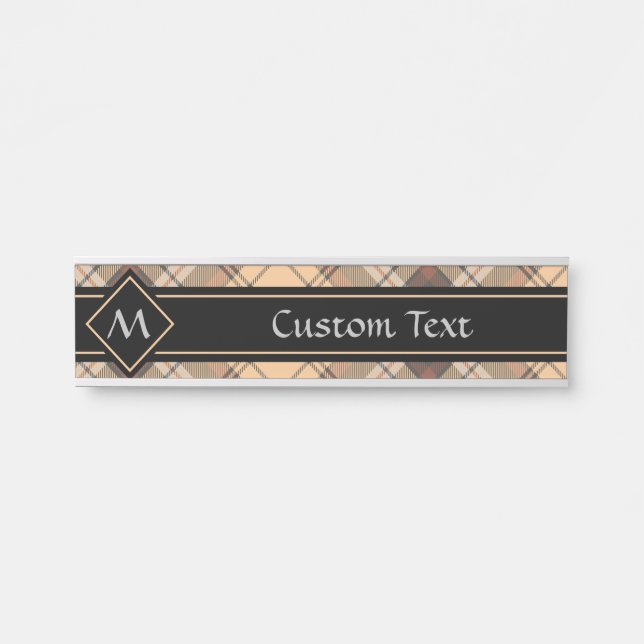 Porte-nom Pour Porte Tartan beige et Brown (Devant)