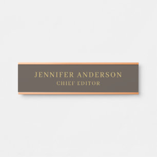 Porte-nom Pour Porte Taupe Brown & Or Couleur Professionnel Moderne Pla