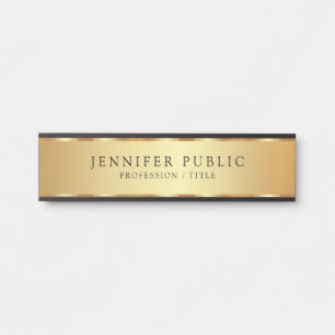Porte-nom Pour Porte Texte personnalisé Luxe tendance Black & Gold Prof