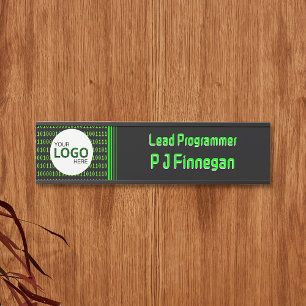 Porte-nom Pour Porte Thème logiciel code binaire entreprise technologiq