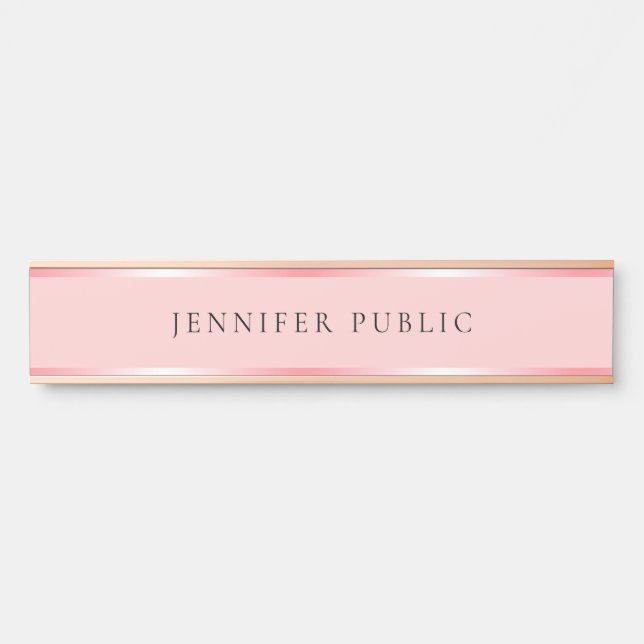 Porte-nom Pour Porte Trendy Template Name Blush Pink and Rose Gold Home (Devant)
