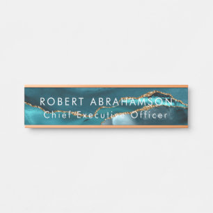 Porte-nom Pour Porte Turquoise Faux Gold Parties scintillant Bureau Por