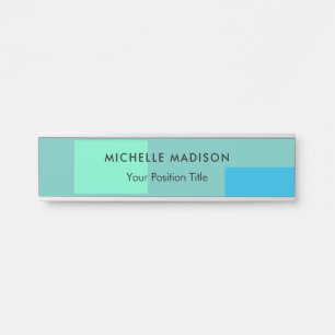Porte-nom Pour Porte Vert bleu vert minimaliste tendance