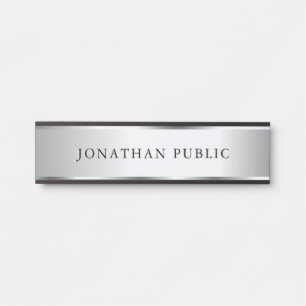 Porte-nom Pour Porte Votre modèle de nom de texte personnalisé noir et 