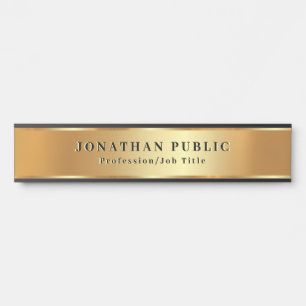 Porte-nom Pour Porte Votre Modèle De Texte Personnalisé Noir Et Or Styl