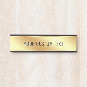 Porte-nom Pour Porte Votre texte personnalisé Élégant Or Créez le vôtre