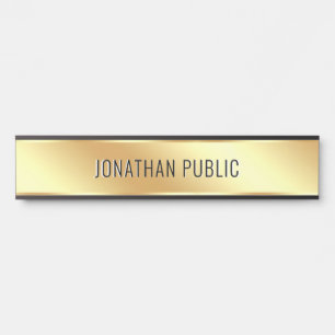 Porte-nom Pour Porte Votre texte personnalisé Élégante Maison d'Or Noir
