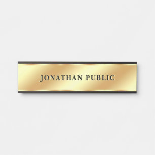 Porte-nom Pour Porte Votre texte personnalisé Gold Look Modèle Elegant