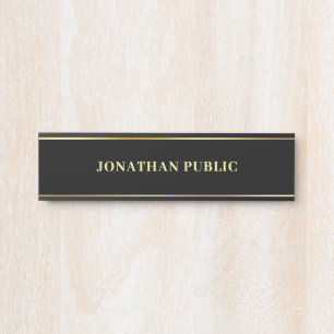 Porte-nom Pour Porte Votre Texte Personnalisé Moderne Élégant Noir Et O