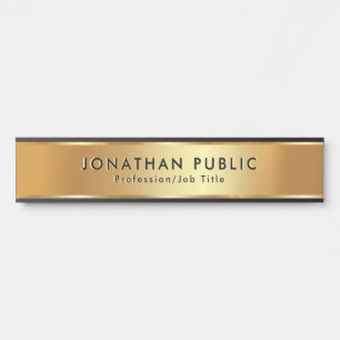 Porte-nom Pour Porte Votre texte personnalisé Moderne Modèle Or élégant
