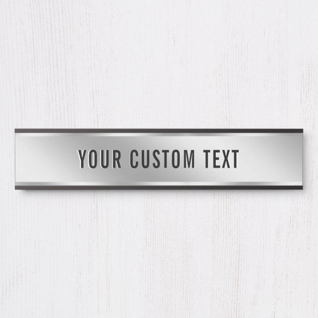 Porte-nom Pour Porte Your Custom Text Silver Template Create Your Own (Devant)