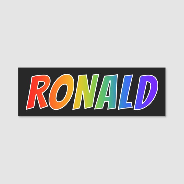 Porte-nom Prénom "RONALD" : Couleur arc-en-ciel amusant (Devant)