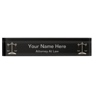 Porte-nom Procureur Avocat - Noir et argent