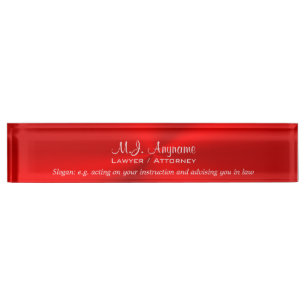 Porte-nom Procureur Luxury rouge vif avec slogan