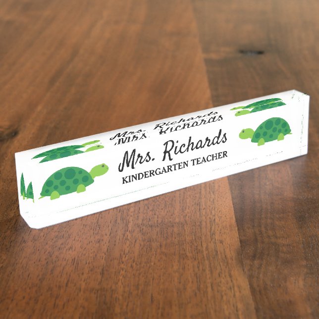 Porte-nom Professeur personnalisé de jardin d'enfants tortue (Taille)