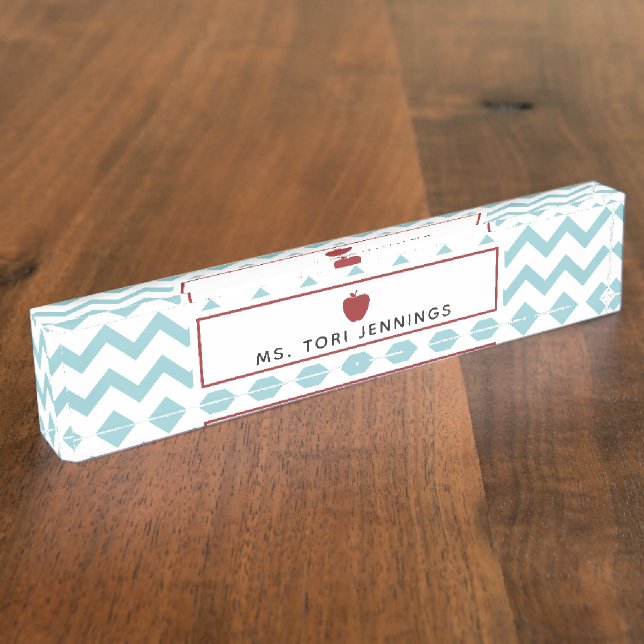 Porte-nom Professeur rouge de Chevron Apple d'Aqua (Taille)