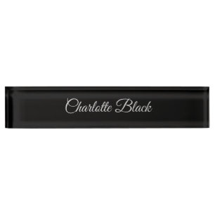 Porte-nom Professionnel blanc de noir classique de