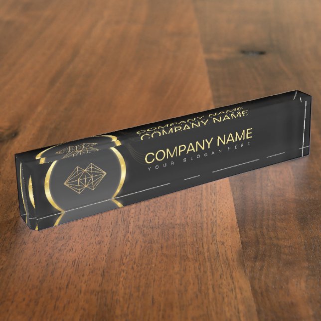 Porte-nom Professionnel Classic Elegant Black Gold (Taille)
